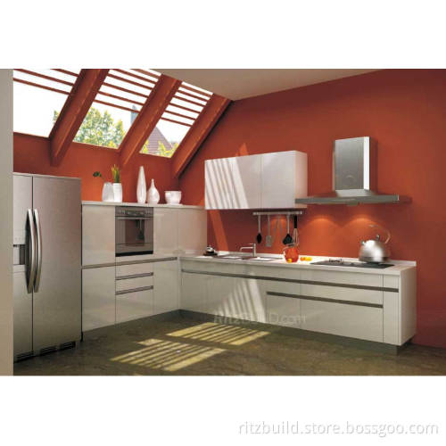 Kitchen Furniture Accessories Modern High Gloss White Kitchen, Baked Paint Kitchen Cabinet